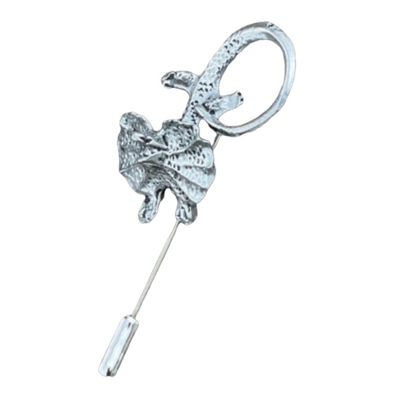 Vintage Frilled Dragon Lizard Reptile Stick Pin - Picture 1 of 14